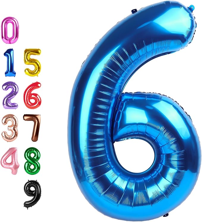 Number Balloons 6 Balloon Number Blue 40 inch by Enyeopd