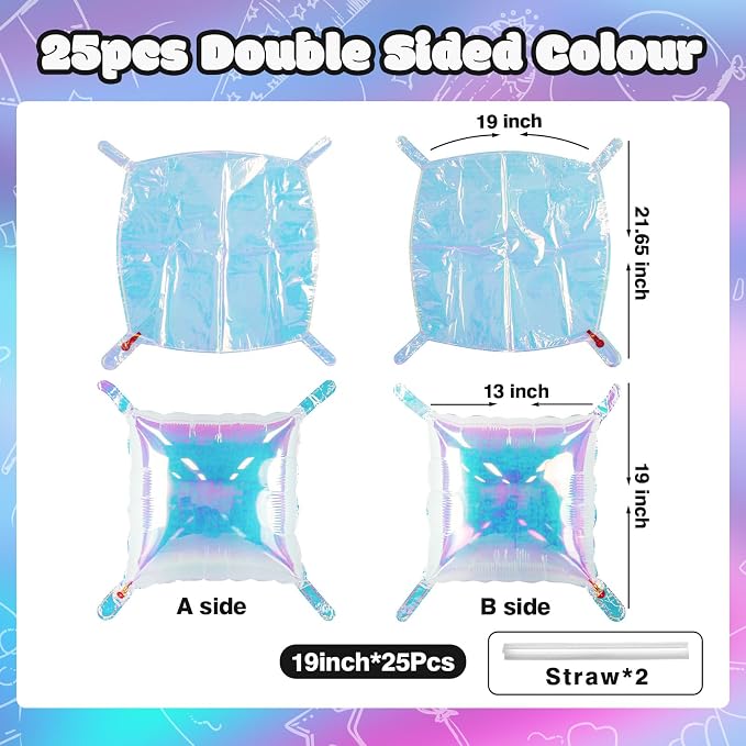 NISOCY 25PCS Iridescent Square Foil Balloons Wall Backdrop | Holographic - Image 2