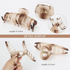 5 Pcs Big Hair Claw Clips Matte Claw Clips for Women Gradient Amber Brown Strong Hold Non-Slip Large Hair Clips for Long Thick/Thin Hair with Multi-Styles Hair Accessories