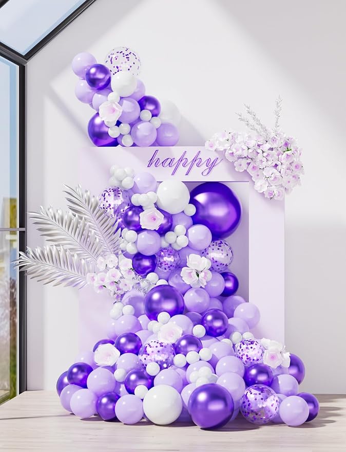 Purple and White Balloons, 12 Inch Graduation Balloons, Lavender Lilac Balloon - Image 6
