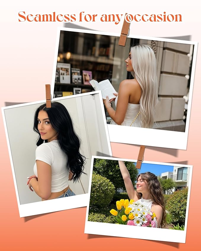 Sunny Hair Tape in Hair Extensions Real Human Hair Invisible Remy Hair Extensions Tape ins for Women Medium Brown Ombre PLatinum Blonde Balayage 22 inch 25G