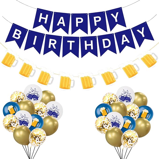 Beer Birthday Banner for Beer Party and Birthday Wedding Party Supplies by OSAMUHA