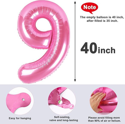 9 Balloon Number 40 Inch Pink Balloons - Image 5