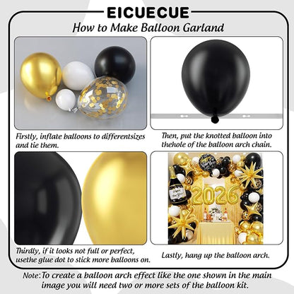Black and Gold White Balloons Garland Arch Kit - Image 3