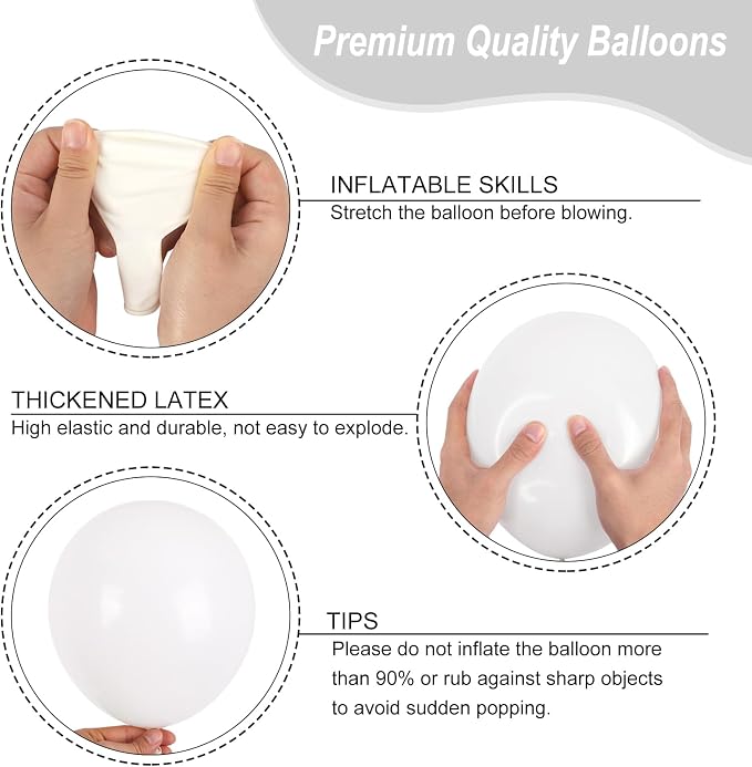 RUBFAC 135pcs White Balloons Different Sizes 18 12 10 5 Inch - Image 3