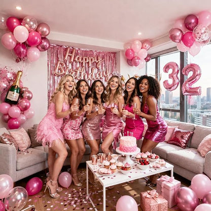 Pink Balloon Garland Kit 80Pcs 12 Inch Hot Pink, Light Pink, Confetti and Bow - Image 4