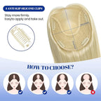 WORLDSTAR Human Hair Toppers for Women Real Human Hair No Bangs 6 * 7 Inch Base 12 Inch 55g #60 Platinum Blonde Hair Topper for Women with Thinning or Grey Roots (tp#60-12