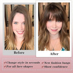 NAYOO Clip in Bangs - 100% Human Hair Wispy Bangs Clip in Hair Extensions, Red Air Bangs Fringe with Temples Hairpieces for Women Curved Bangs for Daily Wear