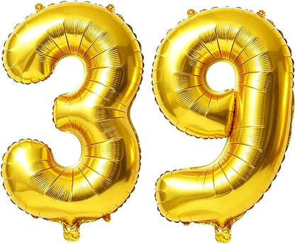 40 Inch Number 39 Balloons for 39th Birthday Party Decorations, 0-100 Gold by FOBELEC