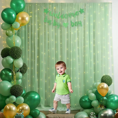 10x10ft Olive Green Tulle Backdrop Curtain - Image 3