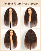 Arabella Chocolate Brown Lace Front Wigs Human Hair 13x6 Deep Wave Lace Front Wigs Human Hair Colored Deep Curly HD Lace Frontal Wigs for Women Pre Plucked with Natural Hairline 22 Inch