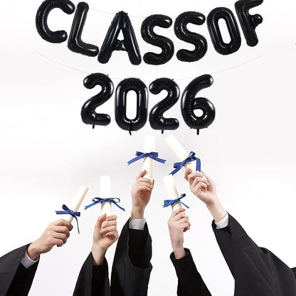 TONIFUL Black Class of 2026 Graduation Balloon Banners Foil Balloons - Image 4