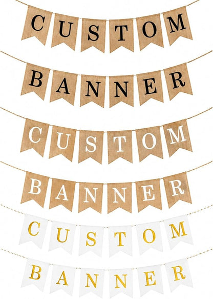Custom Banner with Letters – Personalized Burlap or White Canvas Banner by bellium
