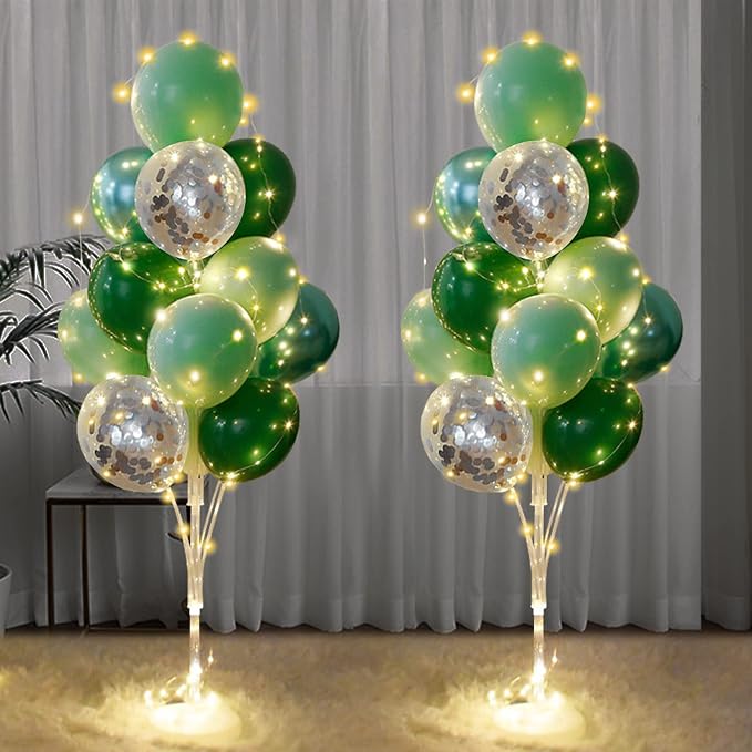 Balloon Stand for Floor with String Light 2 Set Green Centerpieces Balloon by Cicicooie