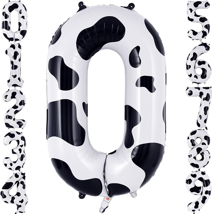 Cow Print Number 0 Balloon, Large 40 Inch Cow Number Birthday Balloons by AIQINHU