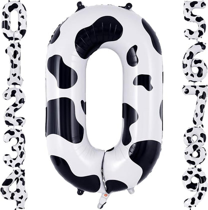 Cow Print Number 0 Balloon, Large 40 Inch Cow Number Birthday Balloons by AIQINHU
