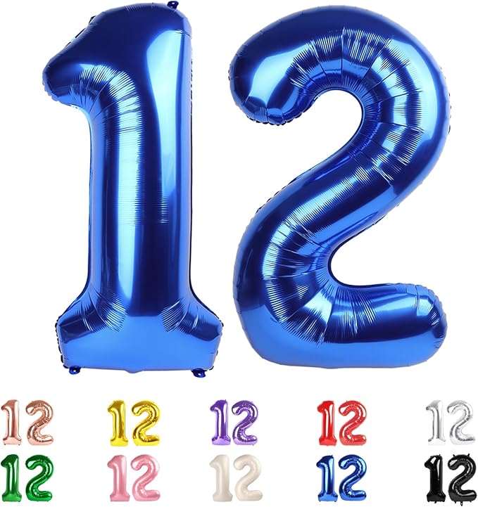 12 Balloon Numbers 40Inch for 12 21 Birthday Decorations, Dark Blue | 40In by Mluchee