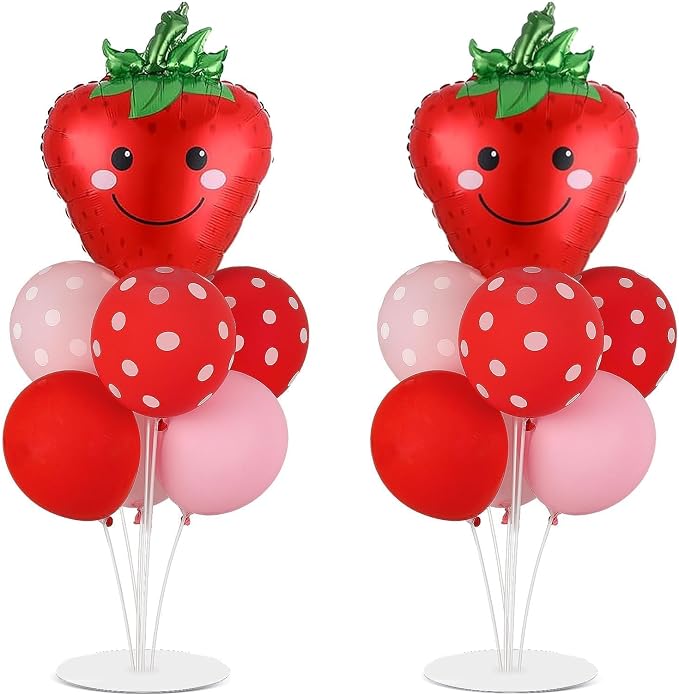 Strawberry Birthday Party Balloons Stand Kit 2 Sets by Naozinebi