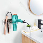 Hair Dryer and Straightener Holder Wall Mounted, Self Adhesive Blow Dryer and Flat Iron Storage Hair Tool Organizer for Bathroom Vanity (Silver)