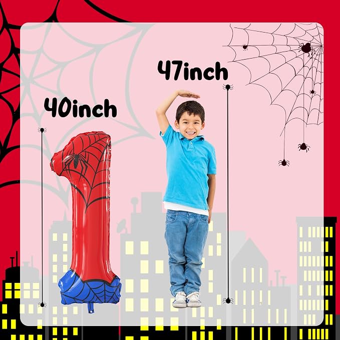 40 Inch Giant Spider Theme Number Foil Balloons Large Number 1 Balloons Kids - Image 2