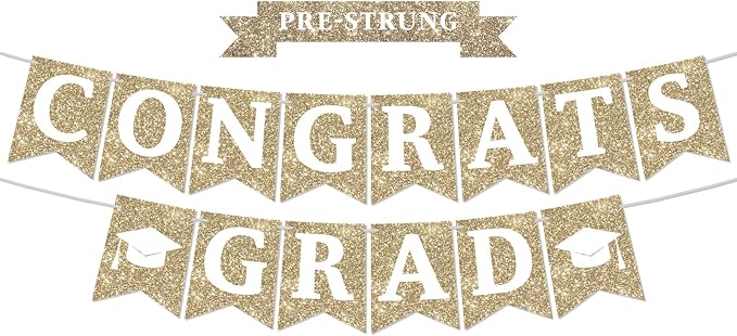 Pre-strung Congrats Banner, Graduation Banner Class of 2025 Graduation by Wakeys