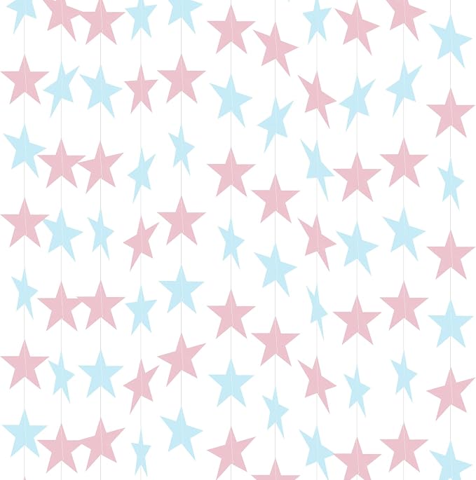 BEISHIDA 6Pcs Pink Blue Paper Star Garland Decor Multicolor Star Banner Backdrop by Beishida