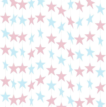 BEISHIDA 6Pcs Pink Blue Paper Star Garland Decor Multicolor Star Banner Backdrop by Beishida