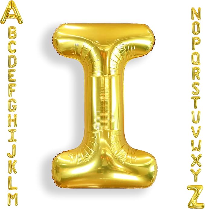 AULE 40 Inch Gold I Balloon Letter Foil A-Z Birthday Big Alphabet | Birthday by AULE
