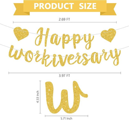 Gold Glitter Happy Workiversary Banner - Image 3
