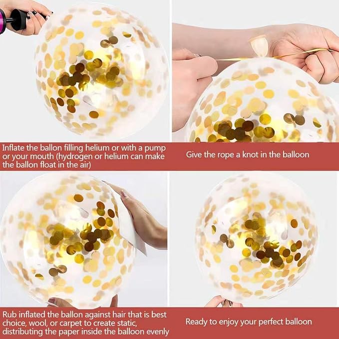 50pcs Gold Confetti Latex Balloons, 12 inch Gold Balloons - Image 3