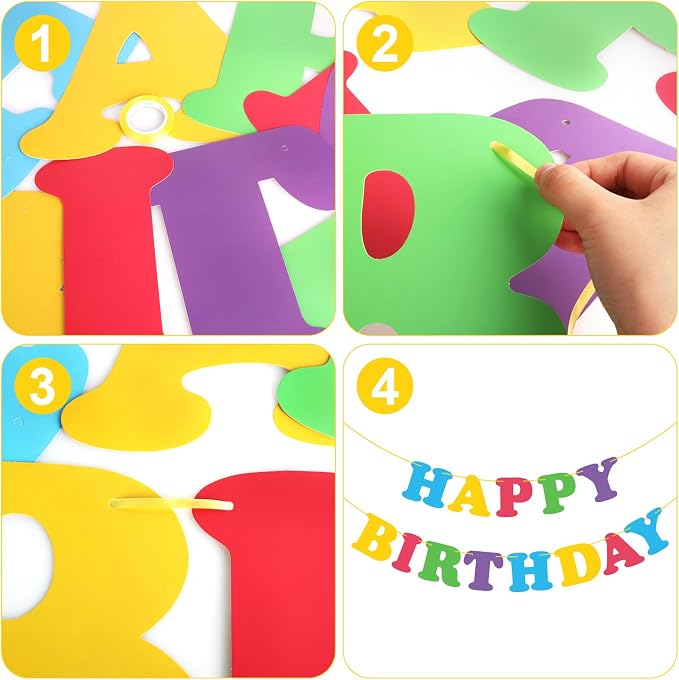 Colorful Happy Birthday Banner Rainbow Bunting Party Banner - Image 3