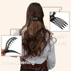 8 Pack Black Flat Hair Clips for Women – Large Matte No-Slip Rectangle Claw Clips for Thick & Thin Hair, Strong Hold Square Hair Accessories for Work & Daily Styling