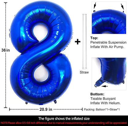 Lovoir 40 Inch Navy Blue Number 8 Balloon Large Size Jumbo Digit Mylar Foil - Image 2