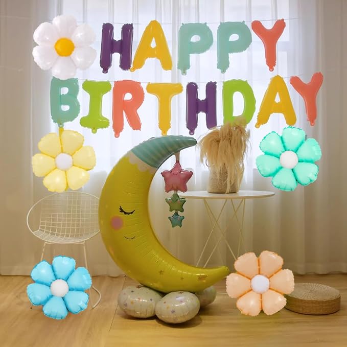 CANREVEL Happy Birthday Banner Decorations + 12Pcs Star Balloons, Macaron | - Image 5