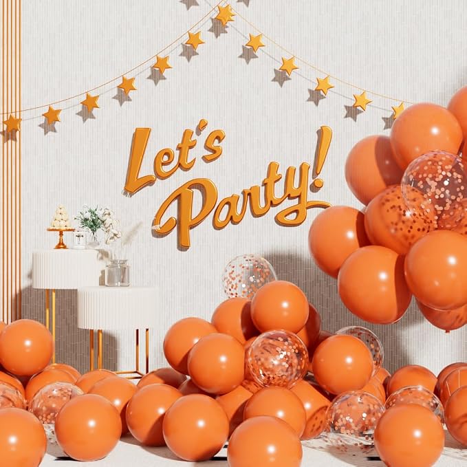 RainbowQ Orange Balloons 55Pcs 12 Inch Confetti Latex Helium Party Balloon | - Image 6