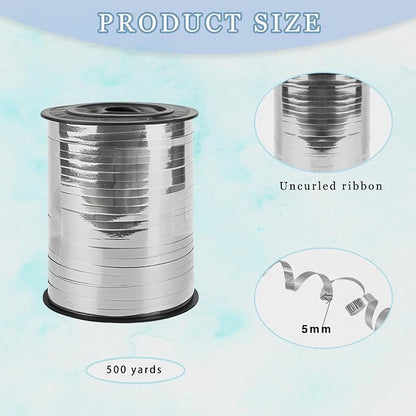 500 Yard Bright Silver Ribbon, 1/5" Ribbon Curling - Image 2