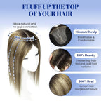 WORLDSTAR Hair Toppers for Women Real Human Hair 150% Density 6 * 7 Inch Base 12Inch 55g #1B/4/27 Natural Black Ombre Brown with Caramel Blonde Clip in Human Topper No Bangs (tp#1B/4/27-12)