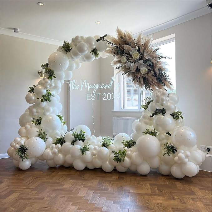 Double Stuffed White Balloons Different Size 115Pcs 5/10/12/18 Inch White Pearl - Image 6