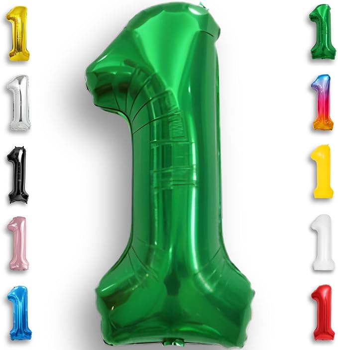 Green Number Balloon 1 Mylar Foil Balloons 16 inch by Unknown