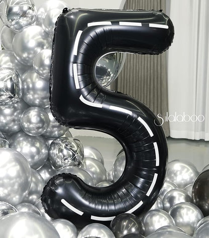Race Car 40 Inch Black 5 Big Large Helium Balloon Number 0-9 | Track Giant - Image 7