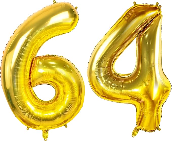 Number 64 Balloons for 64th Birthday Party Decorations, 0-100 Large No.64 by Joycard