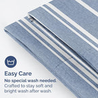 Queen Pillow Cases Set of 4 - Ultra Soft Hotel Quality Pillowcase Covers - Comfy, Cozy & Wrinkle Free - Shrinkage and Fade Resistant - Machine Washable Pillow Protectors - 4 Piece Set - Blue Stripes 3