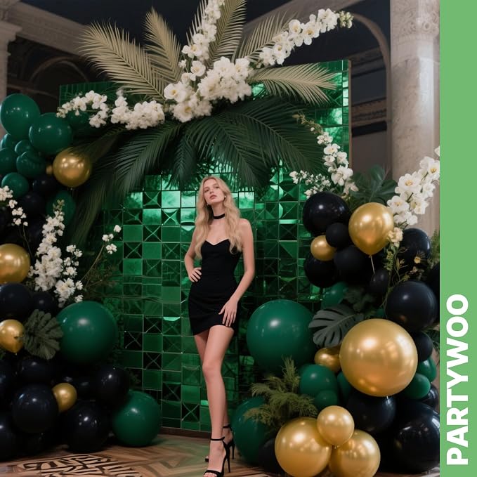 PartyWoo Black Gold and Green Balloons 66pcs Black Gold Green Balloons | - Image 4