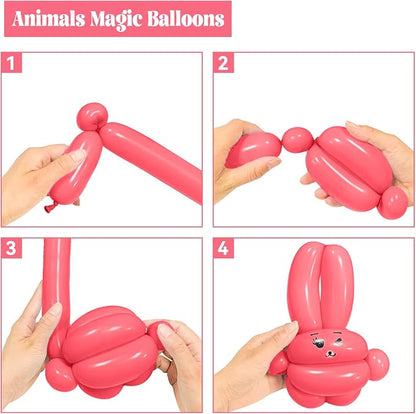 260 Long Balloons 100 Pack Pastel Red Twisting Animal Balloons Thickening Latex - Image 8