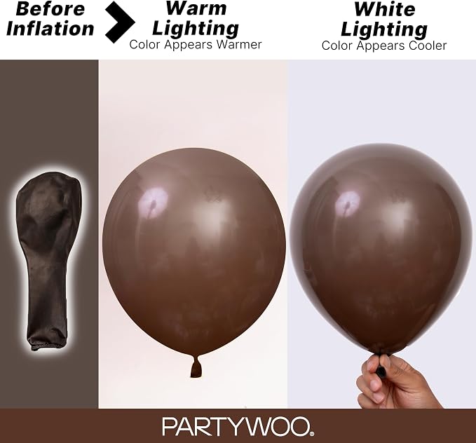 PartyWoo Dark Brown Balloons 4pcs Boho Coffee Neutral Fall Color | 18 12 10 5 - Image 3