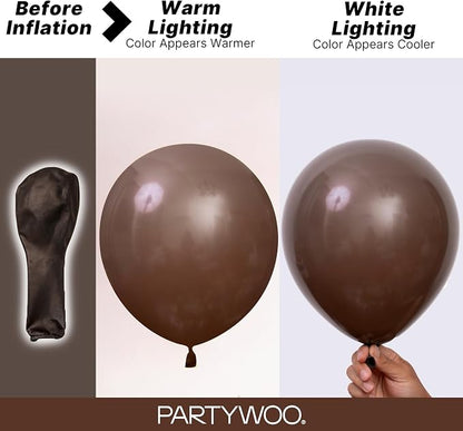 PartyWoo Dark Brown Balloons 4pcs Boho Coffee Neutral Fall Color | 18 12 10 5 - Image 3