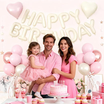29PC Pink Heart Happy Birthday Balloon Banner, 16Inch 3D Aluminum Letter Banner - Image 8