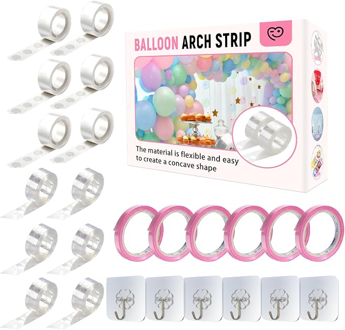 Balloon Arch Garland Kit, 98.5ft Balloon Tape Strips&600 Glue Point Dot by QIPUMP