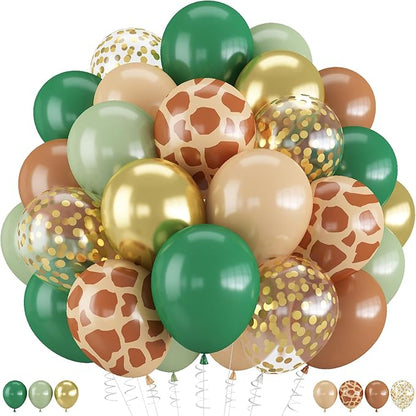 Sage Green Brown Balloons, 60 Packs 12 inch Olive Green Gold Safari Balloons by Togvu