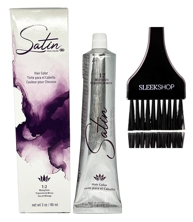 Practice SIeekshop Brush + 𝐒𝐚tin Hair Color, D𝐞v𝐞𝐥o𝐩𝐥us Ultra Vivid Fashion Colors, (NEWEST 2024-2025 VERSION) ALOE VERA BASE Low Ammonia Cream Haircolor Dye (7N - Blonde)